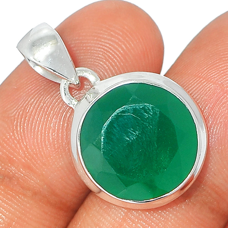 1" Green Onyx Faceted Pendants - GOFP235
