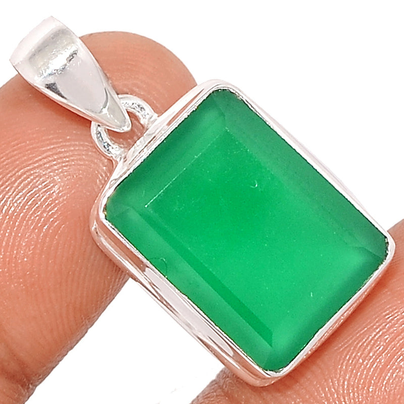 1.2" Green Onyx Faceted Pendants - GOFP238