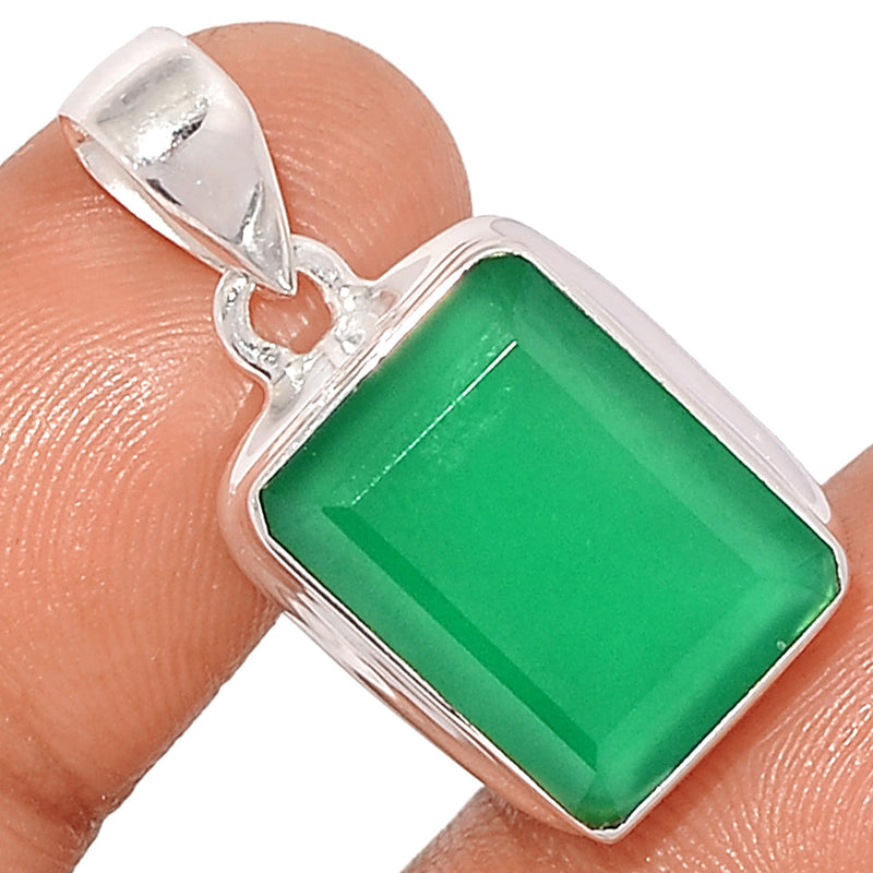 1.2" Green Onyx Faceted Pendants - GOFP249