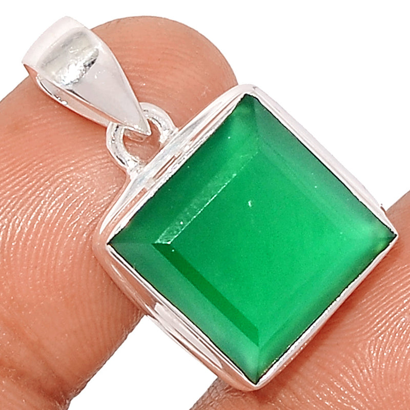 1.1" Green Onyx Faceted Pendants - GOFP251
