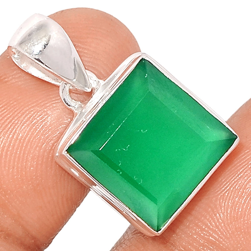 1.1" Green Onyx Faceted Pendants - GOFP254