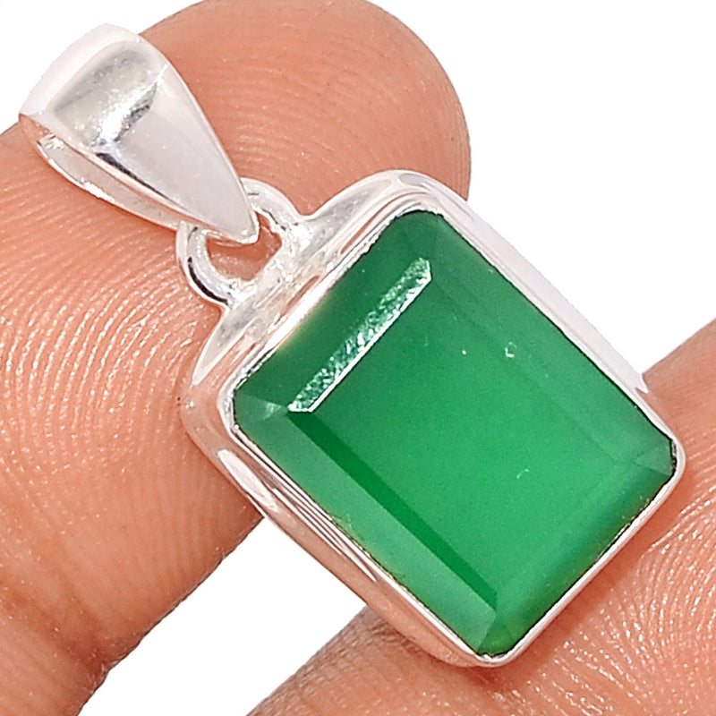 1.1" Green Onyx Faceted Pendants - GOFP257