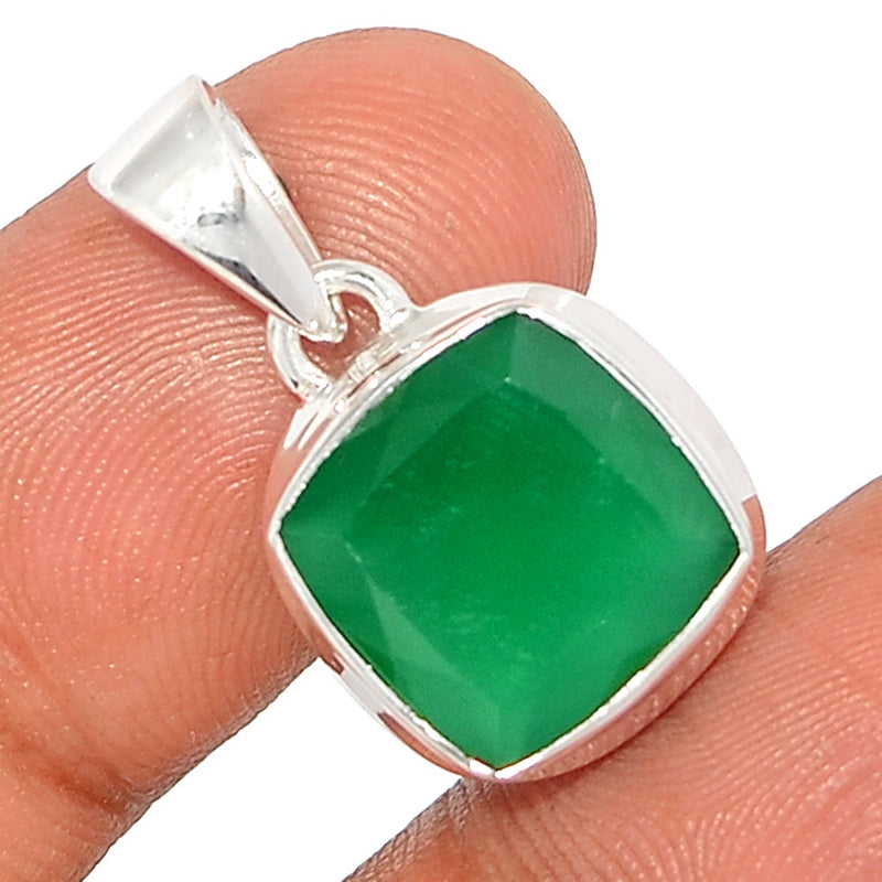 1" Green Onyx Faceted Pendants - GOFP274