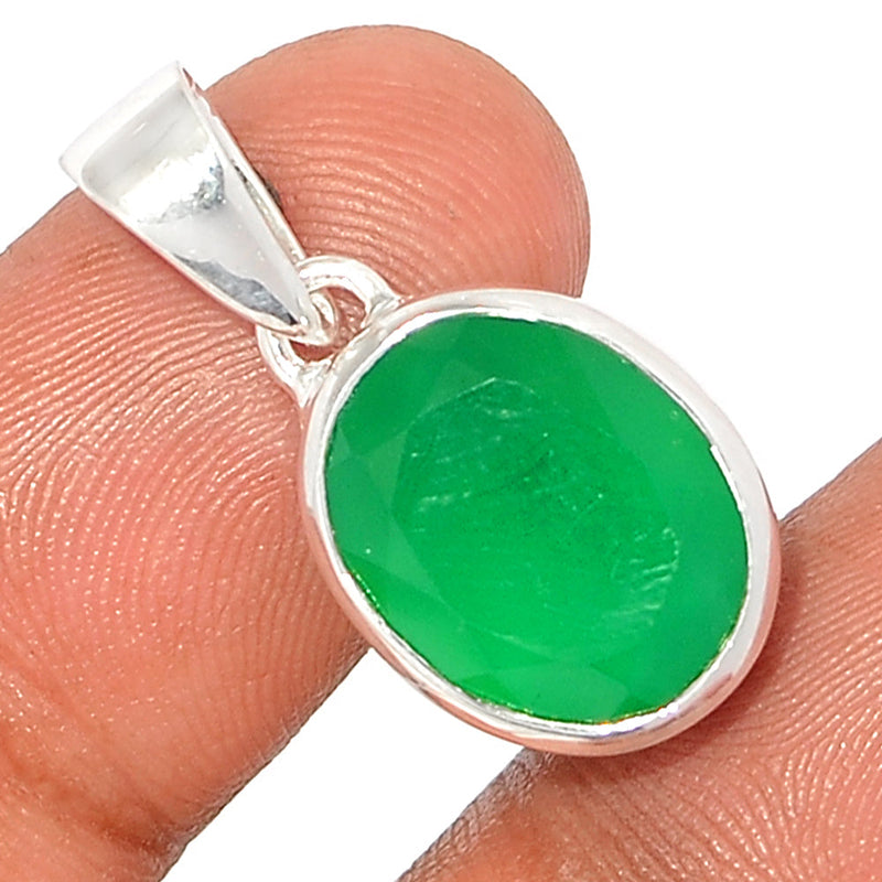 1.1" Green Onyx Faceted Pendants - GOFP296