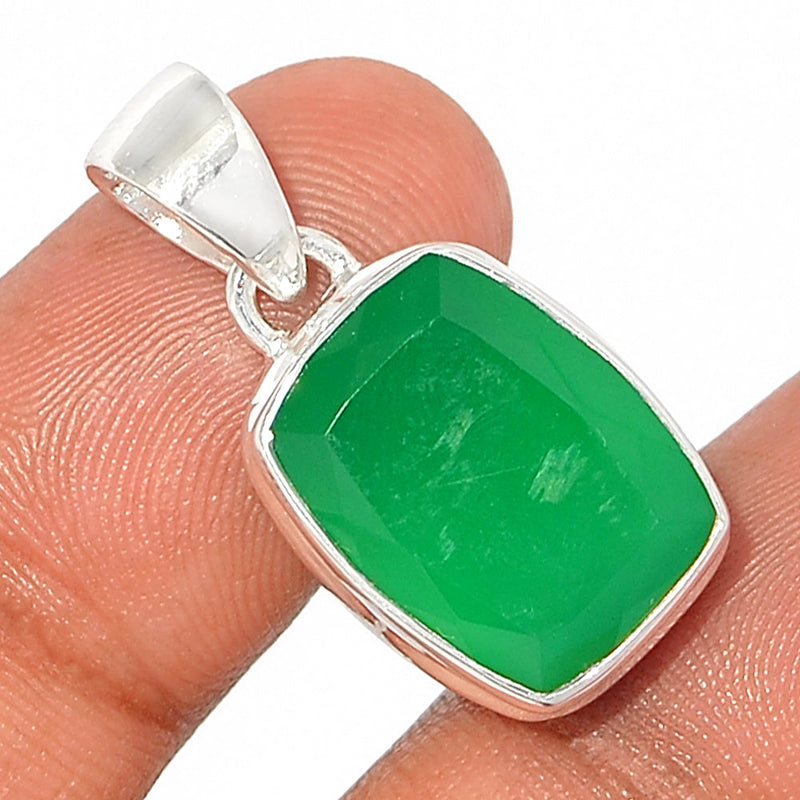 1.1" Green Onyx Faceted Pendants - GOFP297