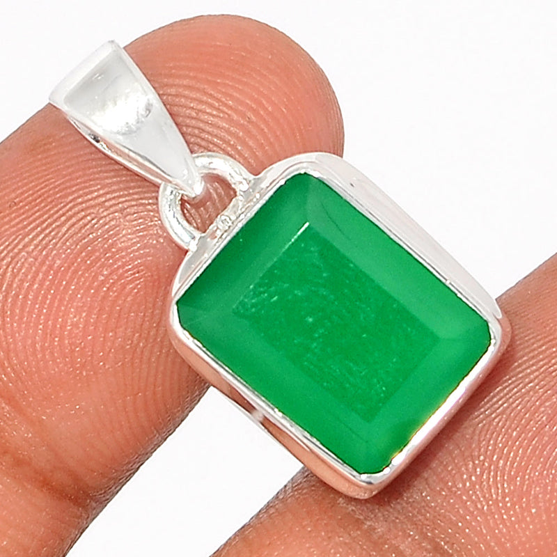 1.1" Green Onyx Faceted Pendants - GOFP300