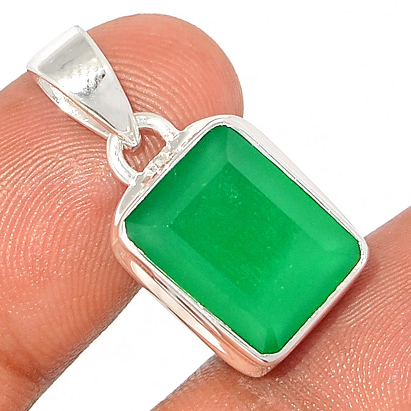 1.1" Green Onyx Faceted Pendants - GOFP301