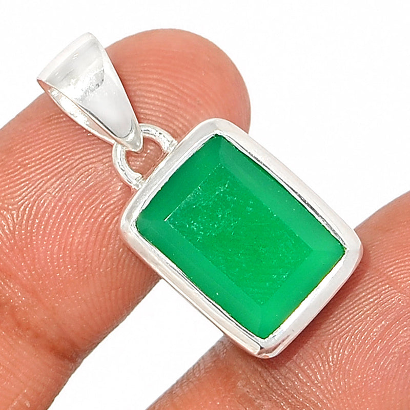1.1" Green Onyx Faceted Pendants - GOFP302