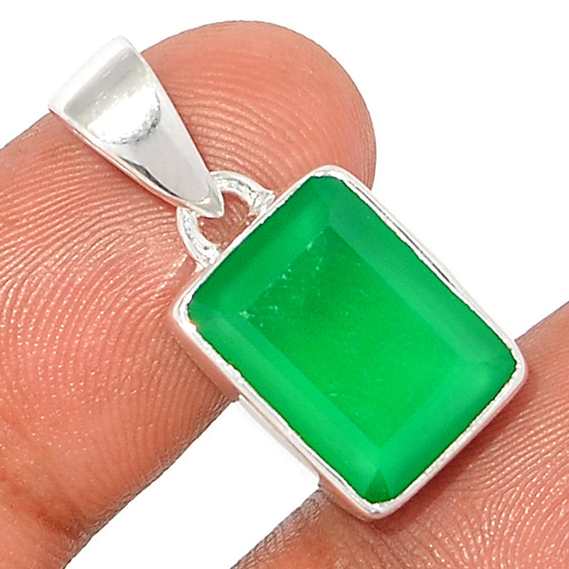 1.1" Green Onyx Faceted Pendants - GOFP303