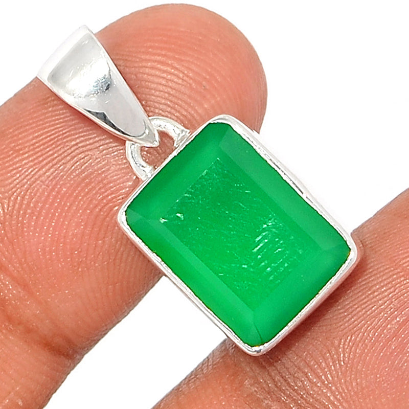 1.1" Green Onyx Faceted Pendants - GOFP304