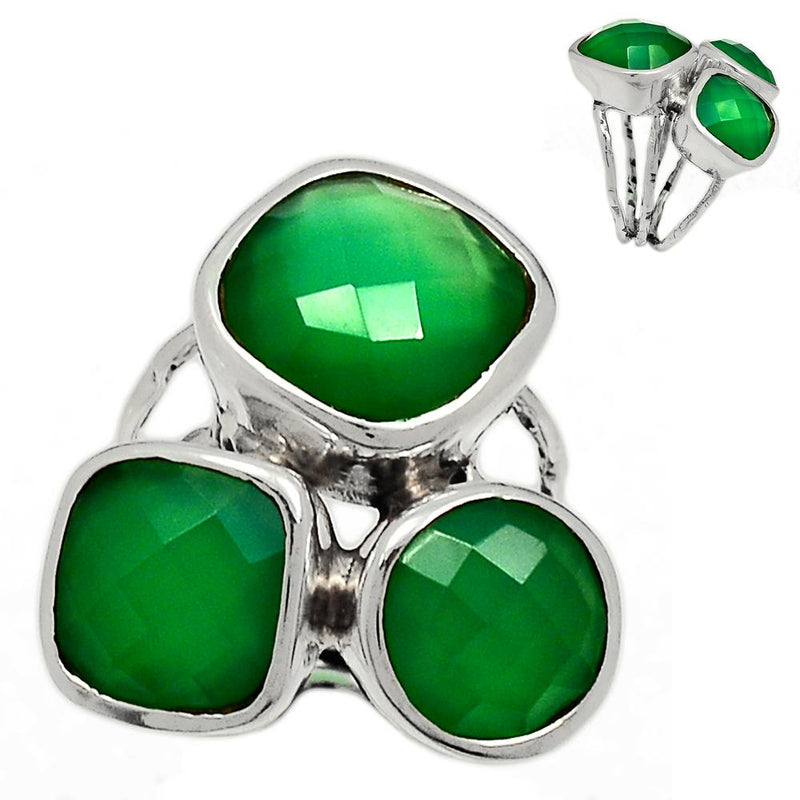 Faceted Green Onyx Ring - GOFR229