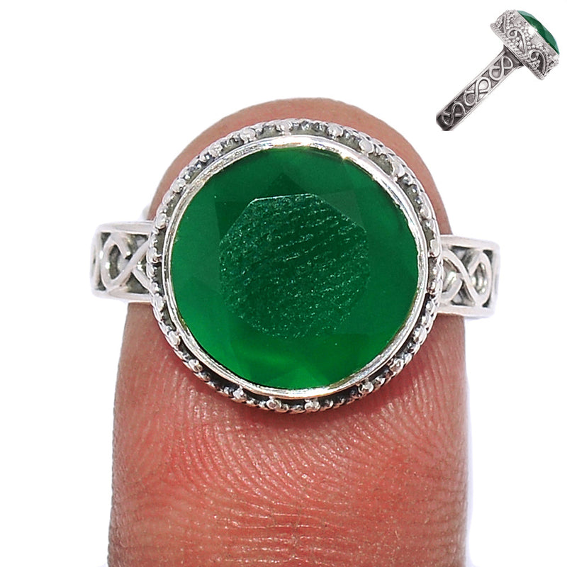 Fine Filigree - Green Onyx Faceted Ring - GOFR317