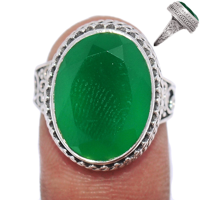 Fine Filigree - Green Onyx Faceted Ring - GOFR321
