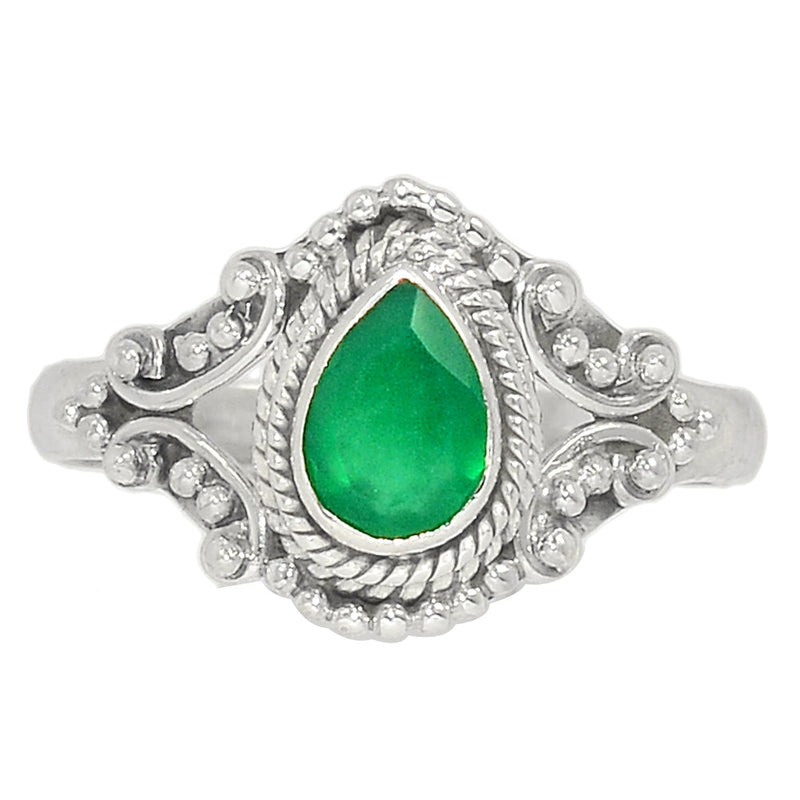 Small Filigree - Green Onyx Faceted Ring - GOFR435