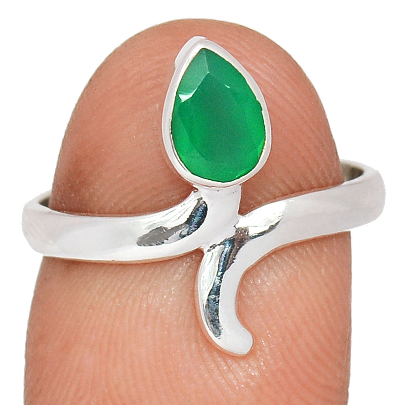 Small Plain - Green Onyx Faceted Ring - GOFR436