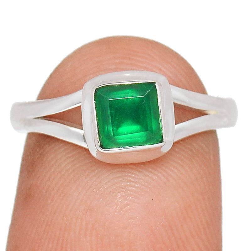 Small Plain - Green Onyx Faceted Ring - GOFR437