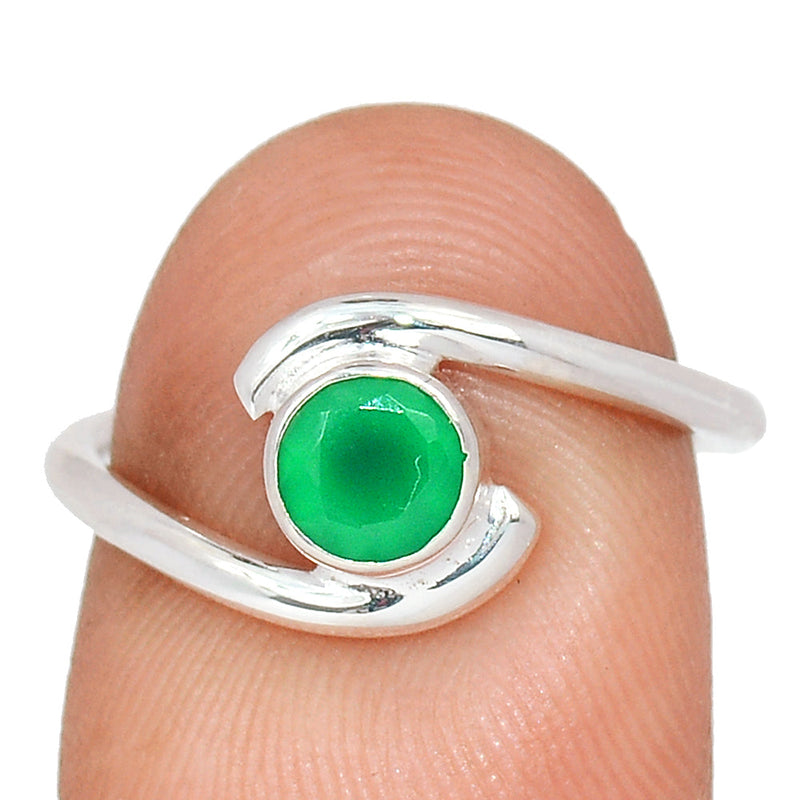 Small Plain - Green Onyx Faceted Ring - GOFR438