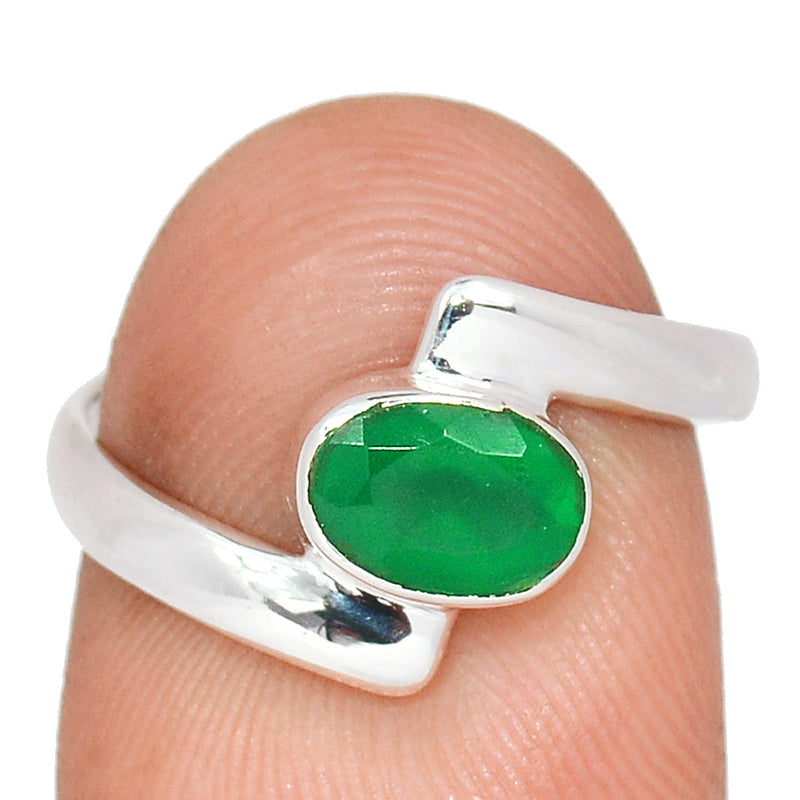 Small Plain - Green Onyx Faceted Ring - GOFR439