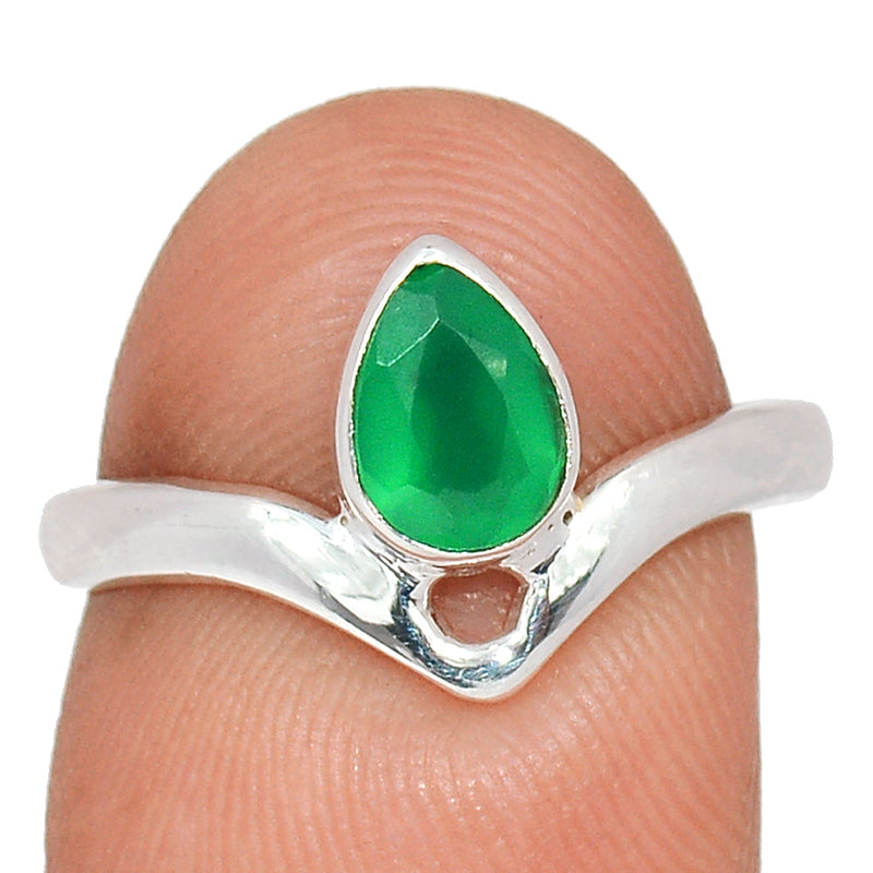 Small Plain - Green Onyx Faceted Ring - GOFR440
