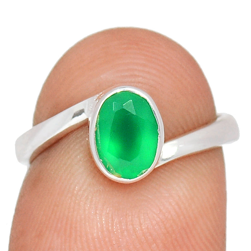 Small Plain - Green Onyx Faceted Ring - GOFR442
