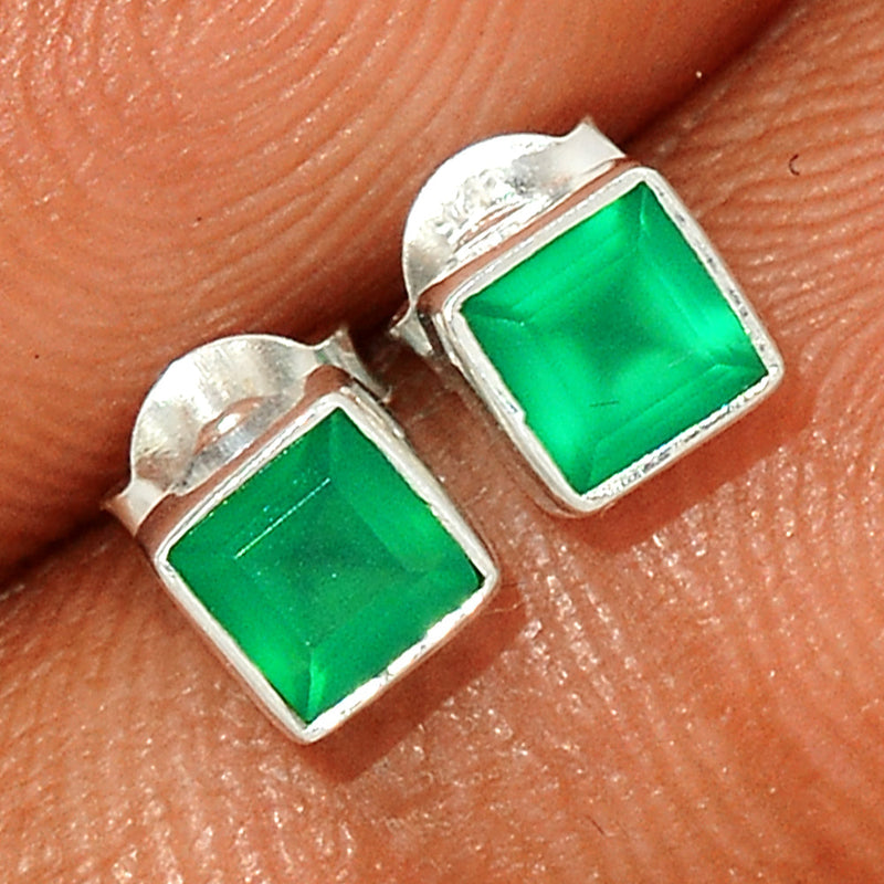 Green Onyx Faceted Studs - GOFS100