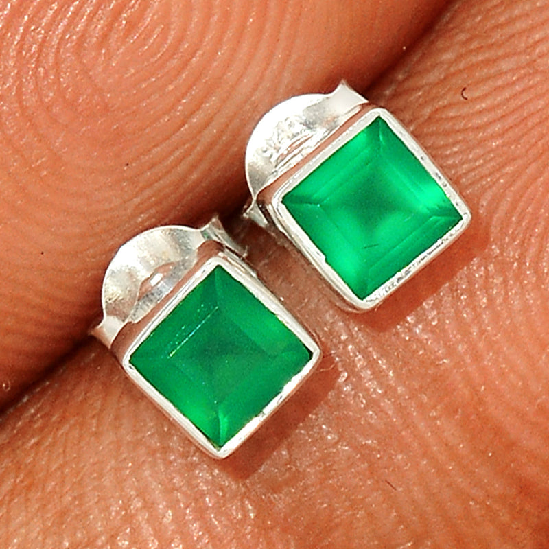 Green Onyx Faceted Studs - GOFS101