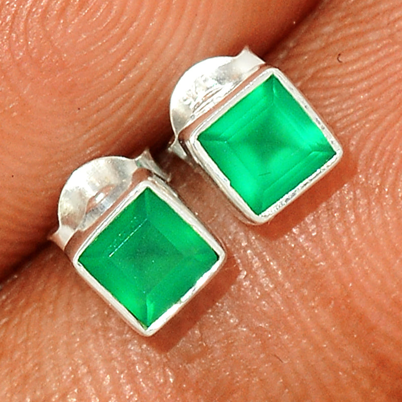 Green Onyx Faceted Studs - GOFS102