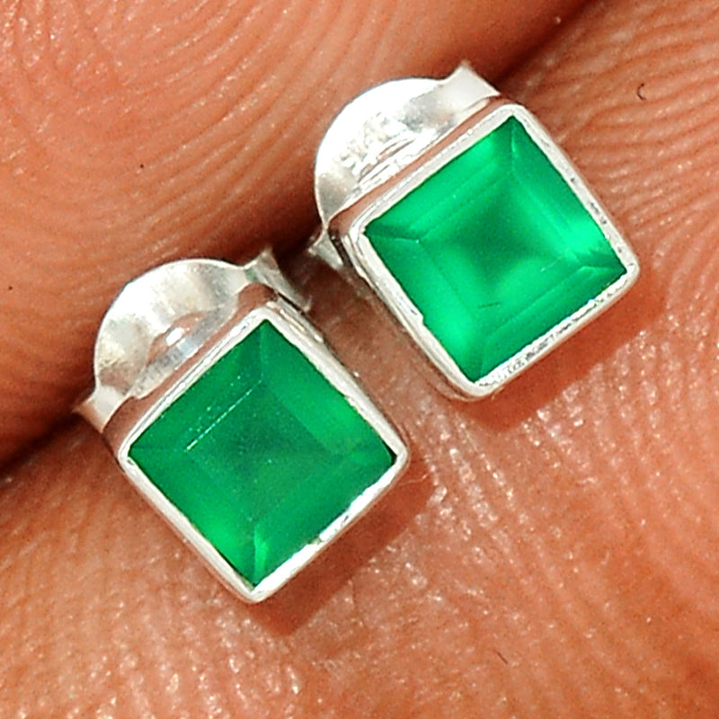Green Onyx Faceted Studs - GOFS103