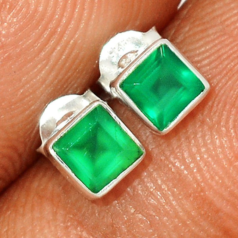 Green Onyx Faceted Studs - GOFS104