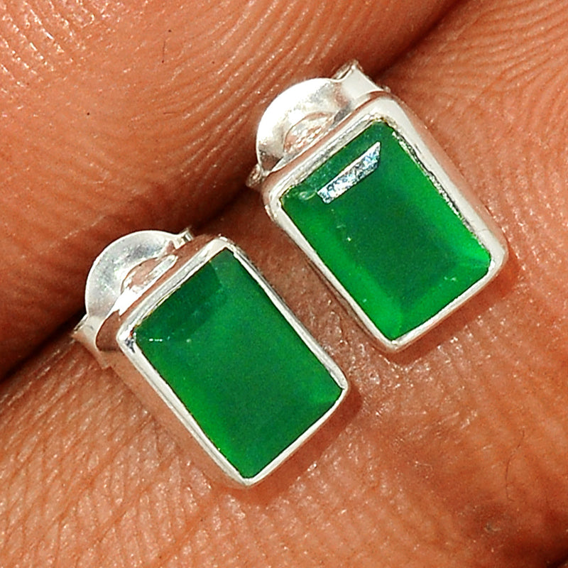 Green Onyx Faceted Studs - GOFS105