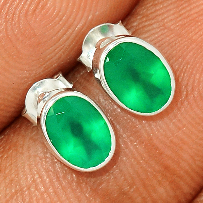 Green Onyx Faceted Studs - GOFS108