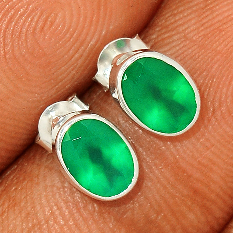 Green Onyx Faceted Studs - GOFS109