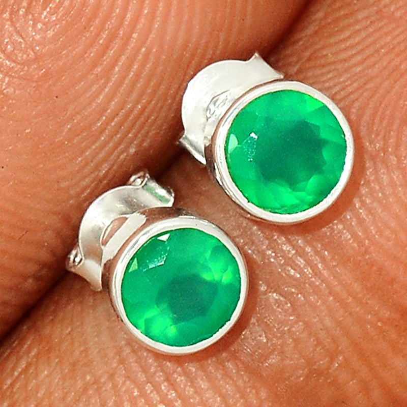 Green Onyx Faceted Studs - GOFS111