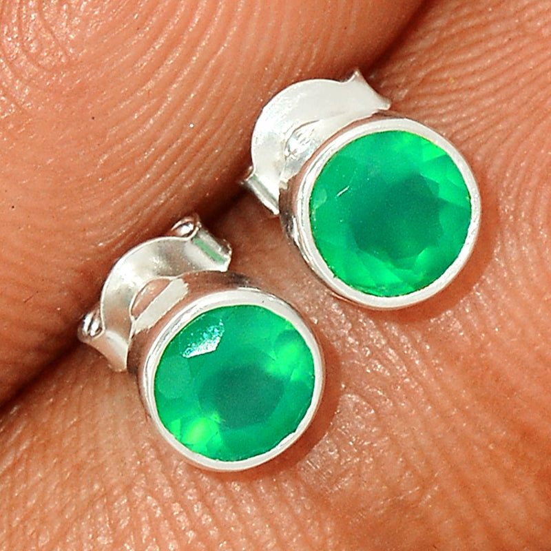 Green Onyx Faceted Studs - GOFS112