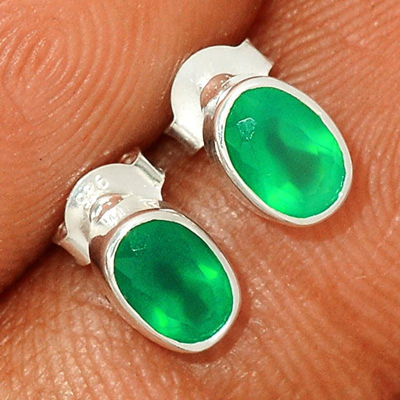 Green Onyx Faceted Studs - GOFS113
