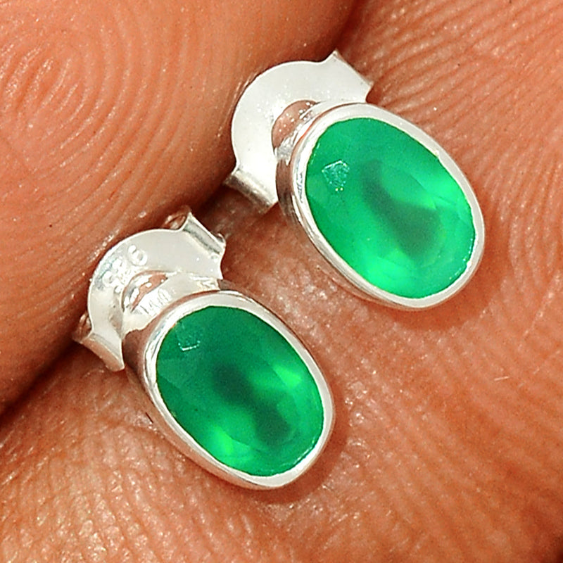 Green Onyx Faceted Studs - GOFS114