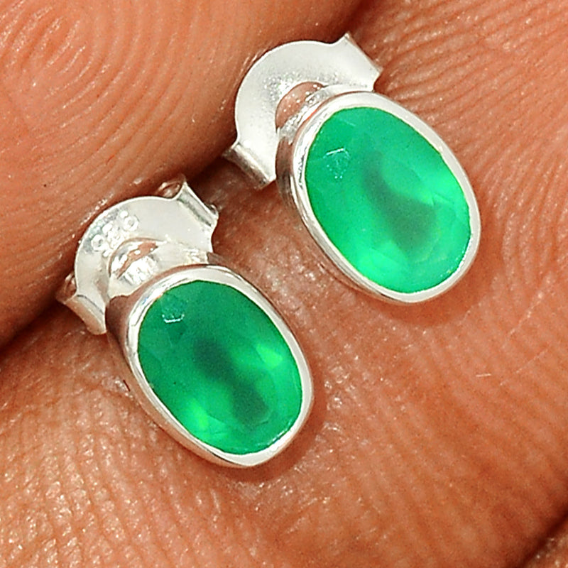 Green Onyx Faceted Studs - GOFS115