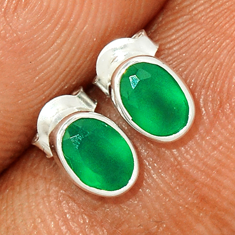 Green Onyx Faceted Studs - GOFS117