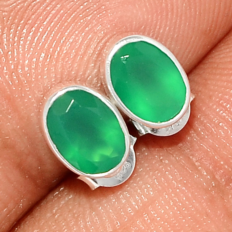 Green Onyx Faceted Studs - GOFS118