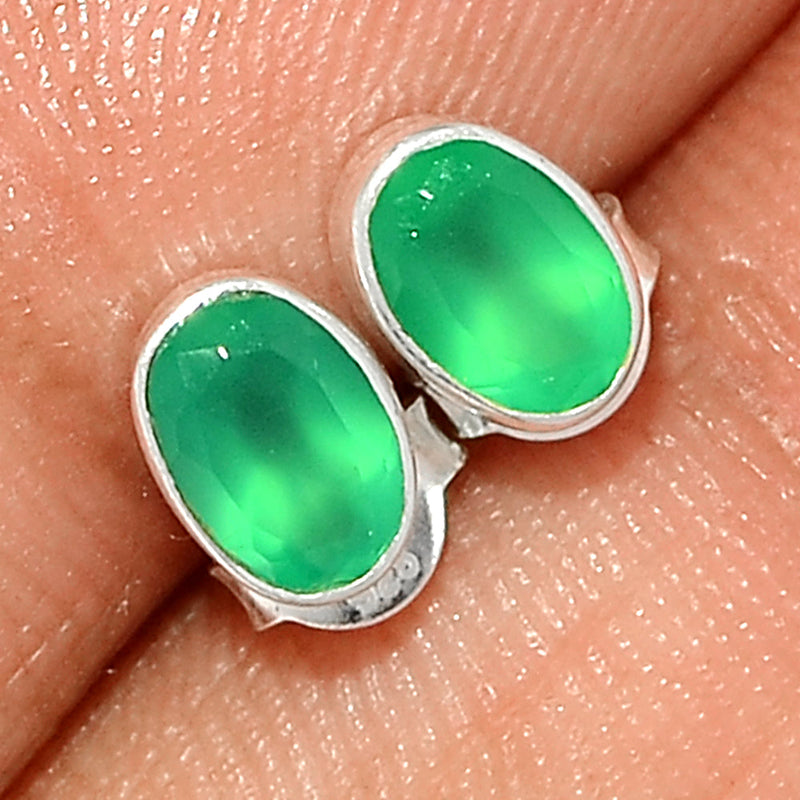 Green Onyx Faceted Studs - GOFS125