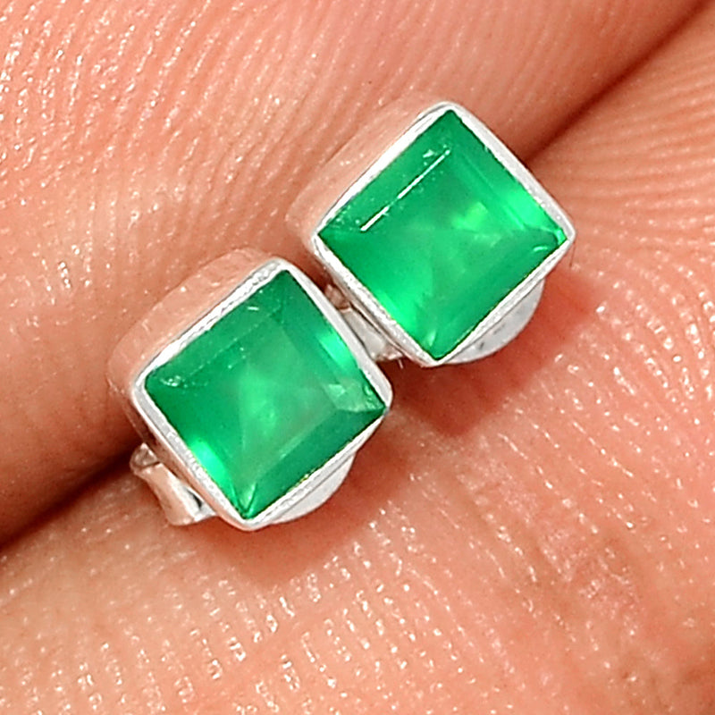 Green Onyx Faceted Studs - GOFS128