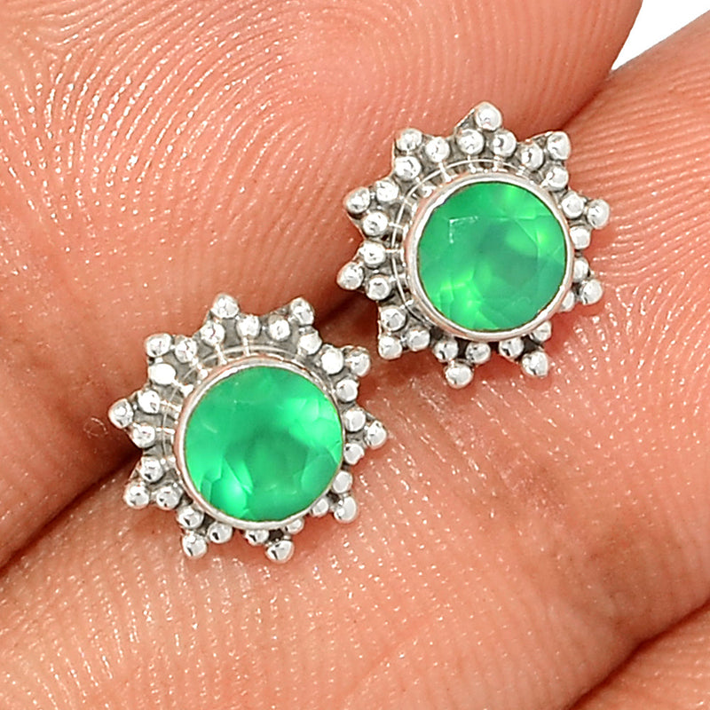 Small Filigree - Green Onyx Faceted Studs - GOFS141