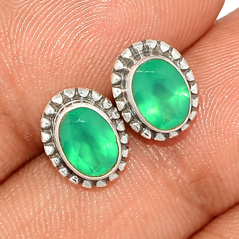 Small Filigree - Green Onyx Faceted Studs - GOFS143