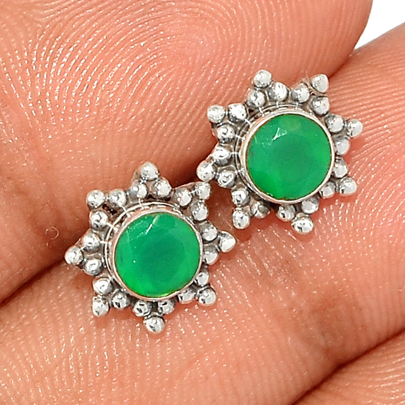 Small Filigree - Green Onyx Faceted Studs - GOFS144
