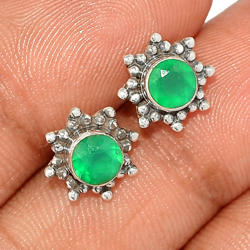 Small Filigree - Green Onyx Faceted Studs - GOFS146