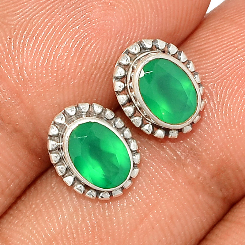 Small Filigree - Green Onyx Faceted Studs - GOFS152