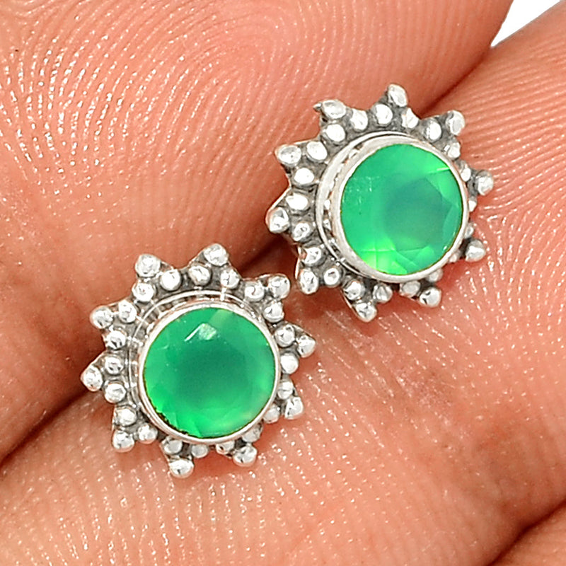 Small Filigree - Green Onyx Faceted Studs - GOFS154