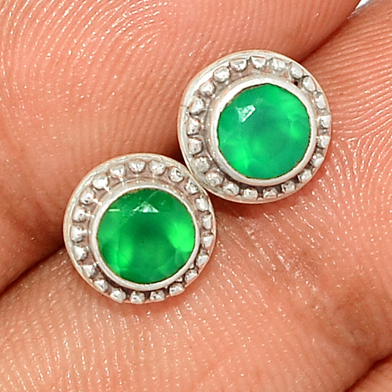 Small Filigree - Green Onyx Faceted Studs - GOFS155