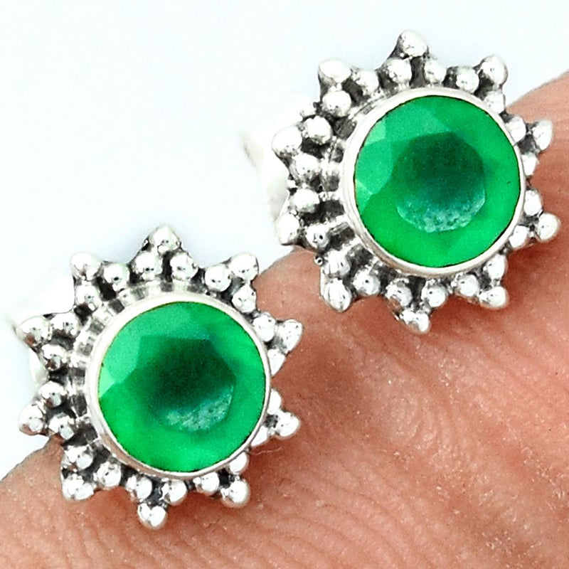 Faceted Green Onyx Studs-GOFS15