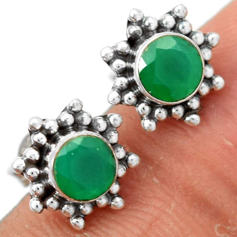 Faceted Green Onyx Studs-GOFS16